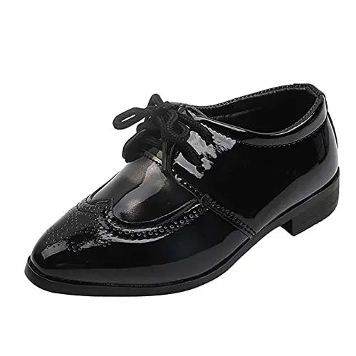 Produktbild: - und Herbstmode für, lässige Lederschuhe, einfarbig, zum Schnüren, spitze Schnürschuhe Schuhe Winter Kinder (Grey, 27.5 Toddler)
